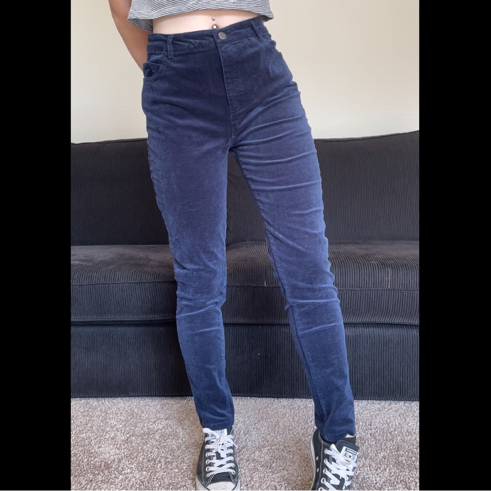 Navy blue velvet pants